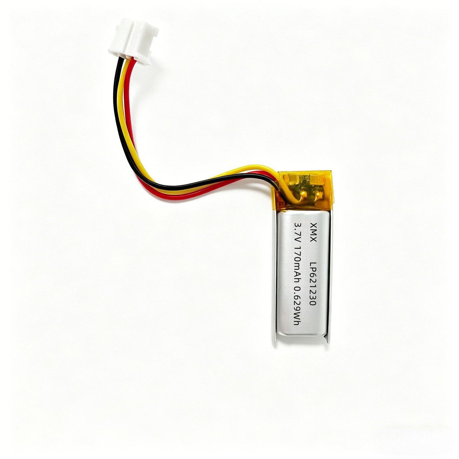 HNF-601230 3.7V LiPo Cell - Full View with Solder Tabs for Device Integration