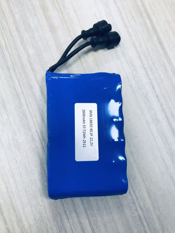 6S1P 22.2V 2600mAh 18650 Li-ion Battery Pack Rechargeable for Power Tool Lawn Mower E-scooter AGV Robot | Custom 2200~3500mAh | CE Certified | OEM Factory