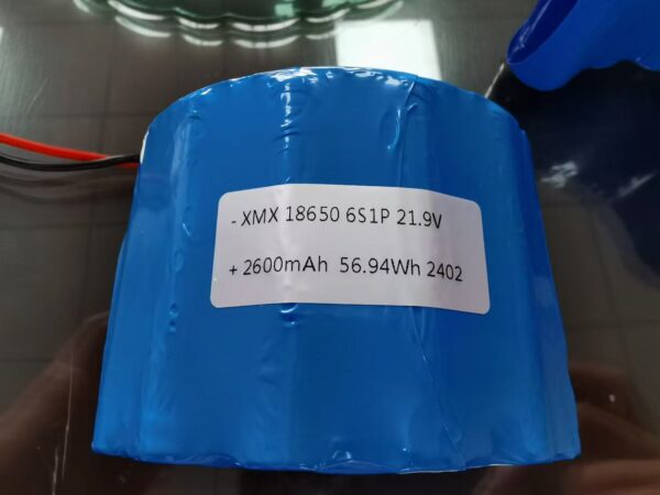 18650 6S1P Battery Pack 22.2V 2600mAh Rechargeable Li-ion for Power Tool E-bike Drone Robot Industrial Equipment | Blue PVC | CE UN38.3 | OEM Factory Direct