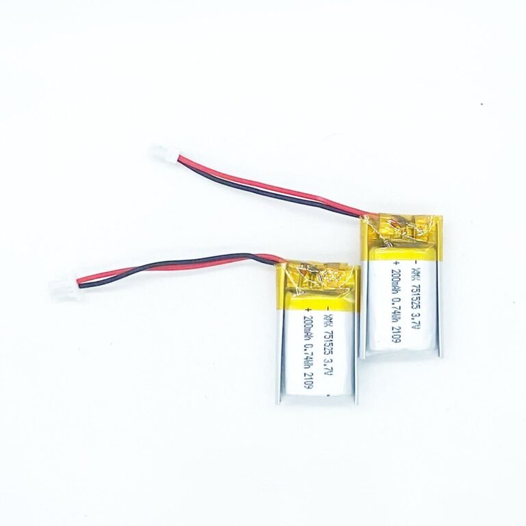 751525 3.7V 200mAh LiPo Battery - Ultra-Compact 7.5x15x25mm Cell Top View