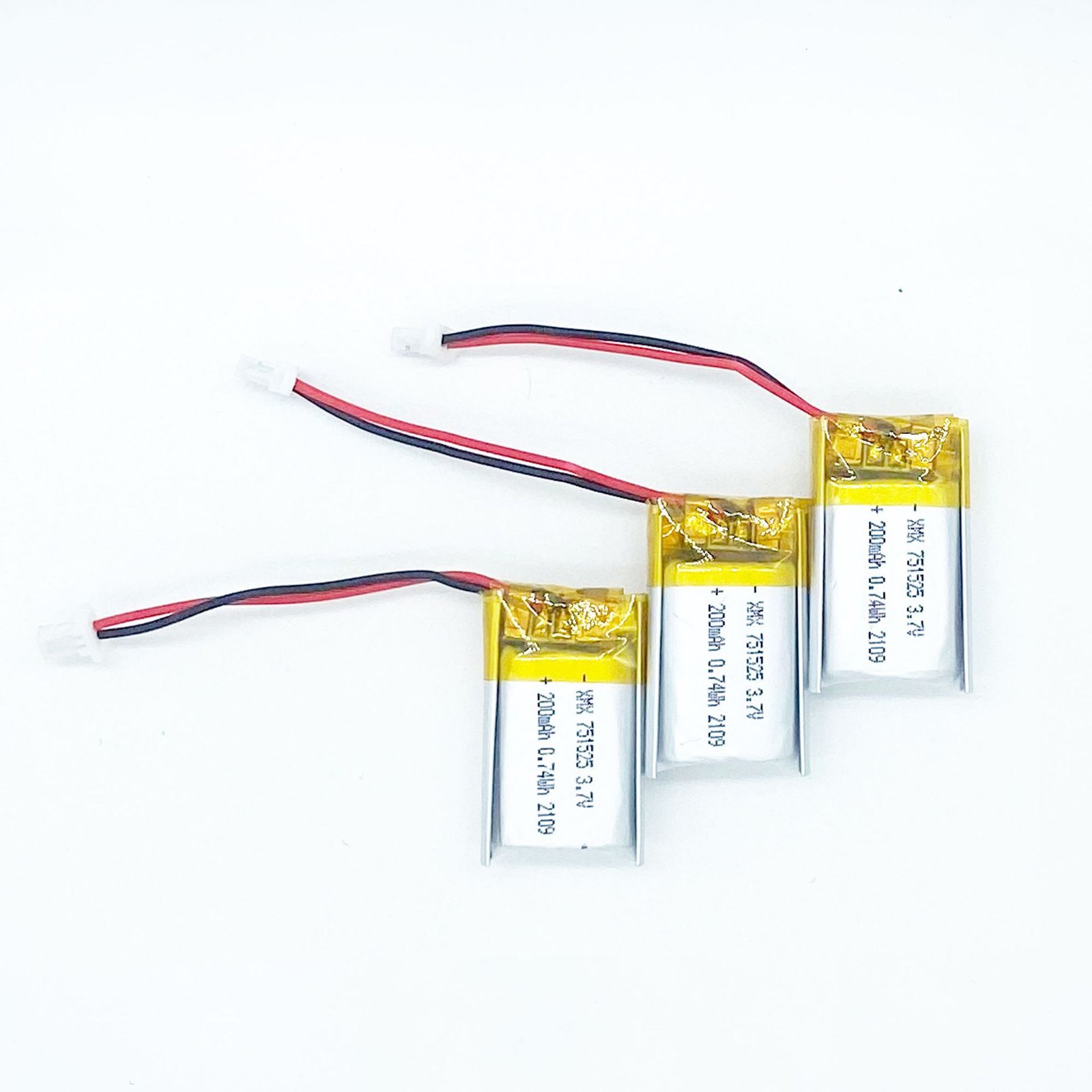HNF-751525 3.7V LiPo Cell - Full View with Solder Tabs for Device Integration