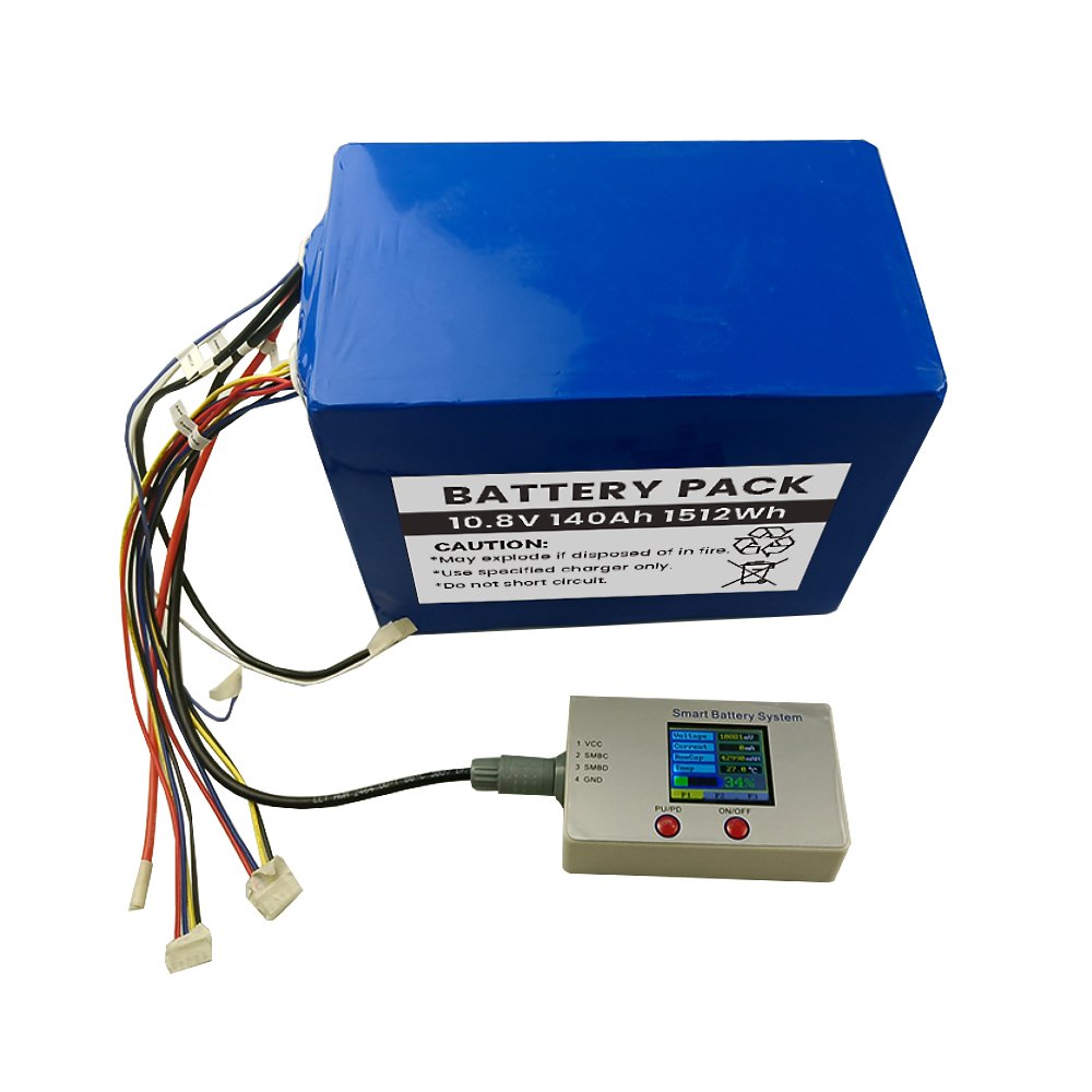 10.8V 140Ah 1512Wh Li-ion Battery Pack - Smart BMS LCD Display Front View