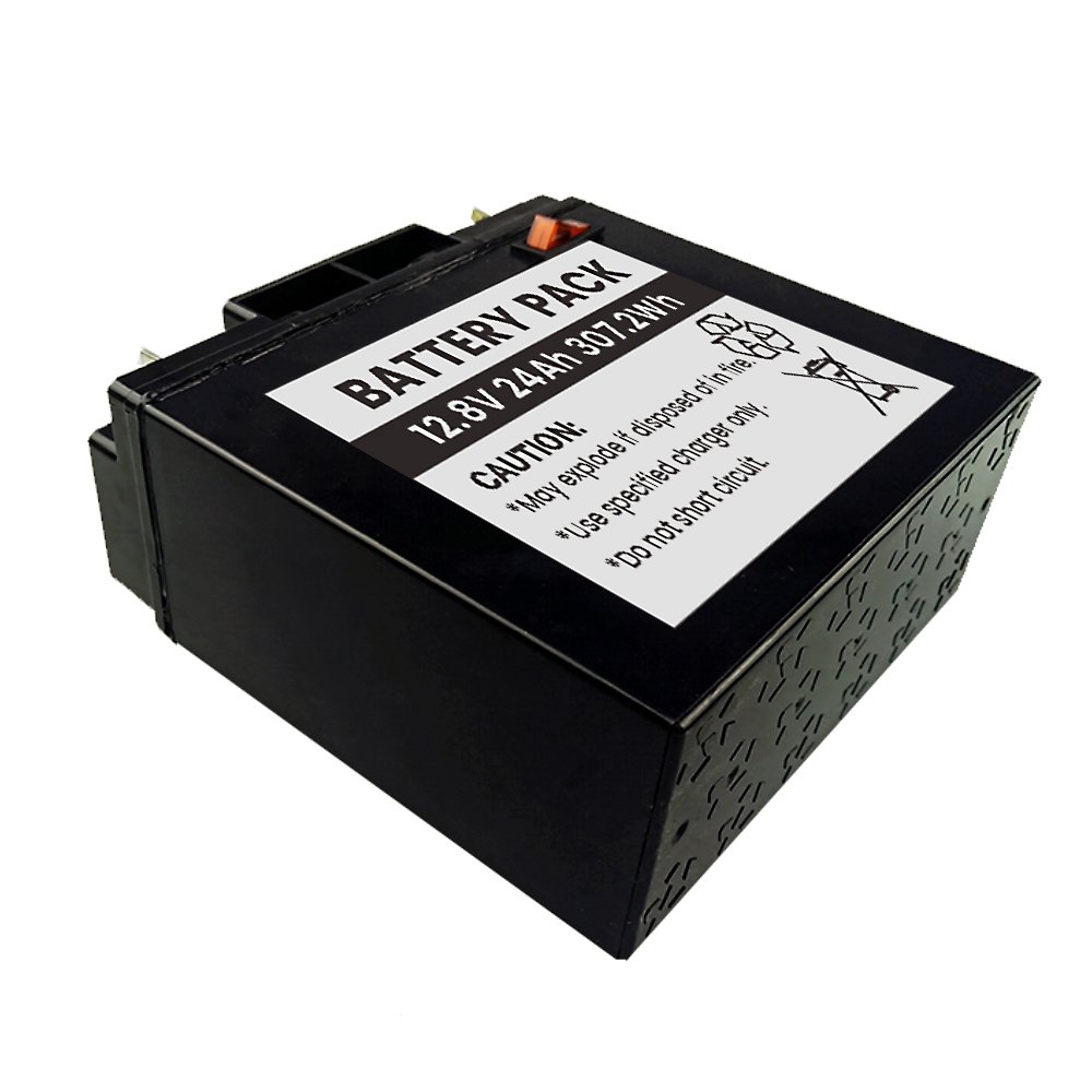 12.8V 24Ah LiFePO4 Battery Pack Bottom View - Anti-Slip Texture Surface for Secure Placement