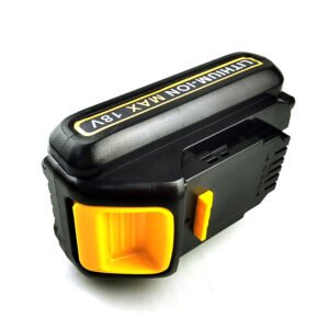 DCB205 (1) DeWalt DCB205 18V 3.0Ah Lithium-Ion Replacement Battery Pack - Three-Quarter View with Release Button