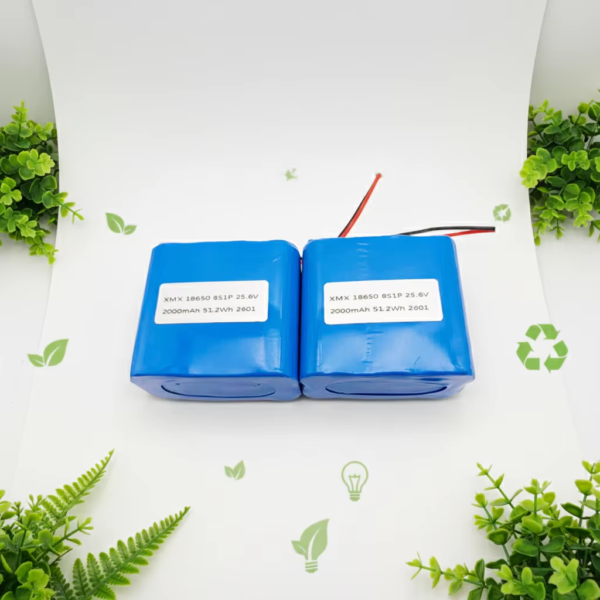 XMX LFP18650 8S1P 25.6V LFP PACK 25.6V 2000mAh LiFePO4 battery pack used in portable electronics and medical device applications