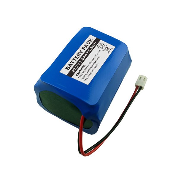 battery-angle1 22.2V lithium battery pack 2500mAh 18650 6S1P