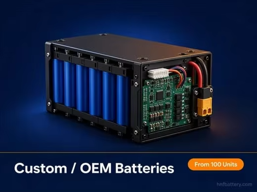 Custom OEM lithium battery packs with BMS, MOQ from 100 units — HNF Battery